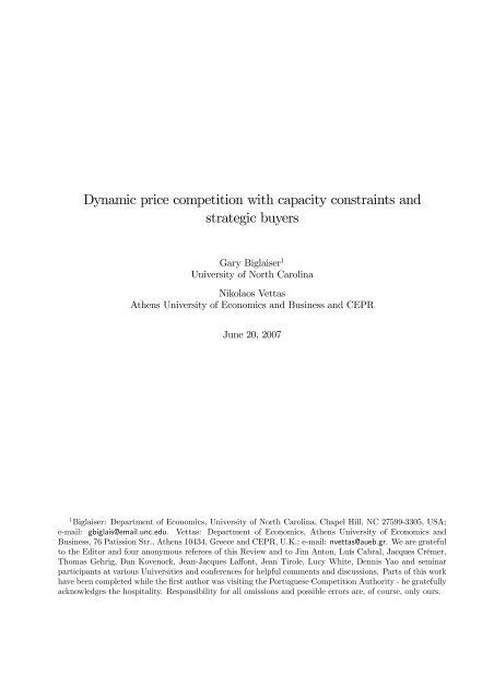 Dynamic price competition with capacity constraints and strategic ...