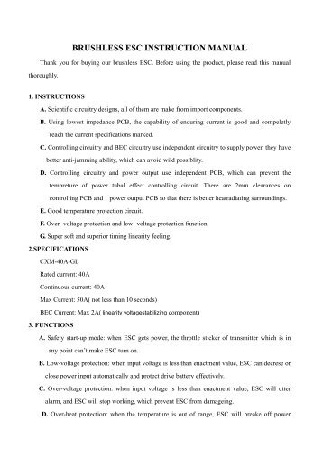 BRUSHLESS ESC INSTRUCTION MANUAL - Kdsclub.com.ar