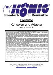 Konsolenliste mit Preisen und Hinweisen - KÃ¶nig Komfort- und ...