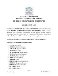 Bachelor Programmes List - Maseno University