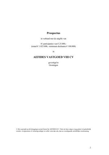 Prospectus AEFIDES VASTGOED VIII CV - Iex