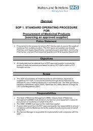 SOP 1 Procurement of Medicinal Products - Halton and St Helens PCT