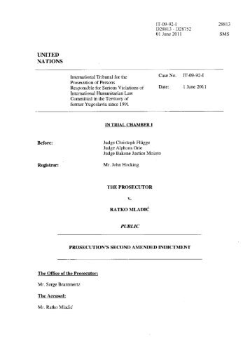 Prosecution's second amended indictment - ICTY