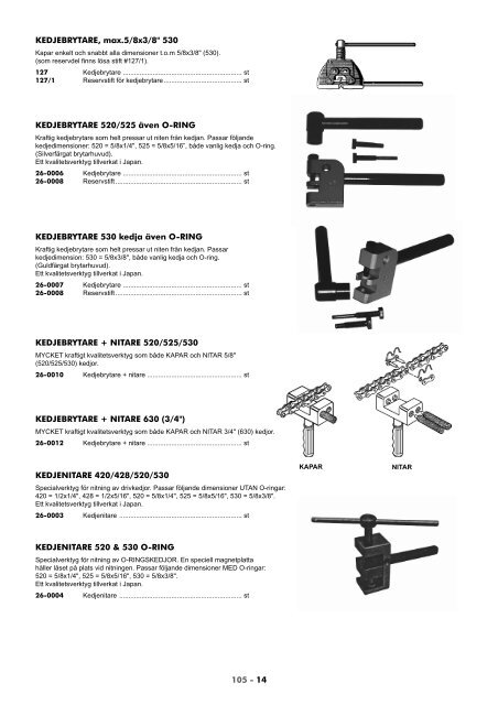 Se Gruppkatalog 105 fÃ¶r fler kamkedjor (pdf, nytt ... - Roffes Motor