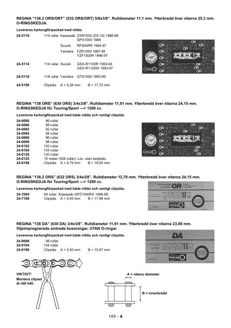 Se Gruppkatalog 105 fÃ¶r fler kamkedjor (pdf, nytt ... - Roffes Motor