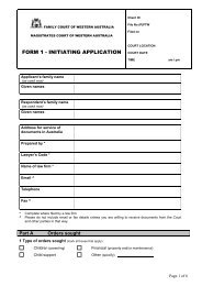 form 1 - initiating application - Family Court of Western Australia
