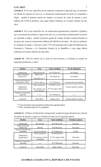 LEY No.45 DE 05-08-2002 QUE MODIFICA EL ARTICULO 2 ... - Justia