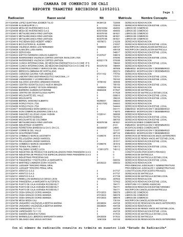 camara de comercio de reporte tramites recibidos 12052011 cali