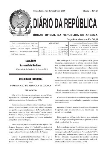 Lei Constitucional de Angola - CIMLOP