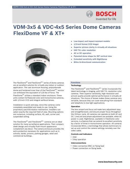 VDM-3x5 & VDC-4x5 Series Dome Cameras FlexiDome VF ... - 4MAX