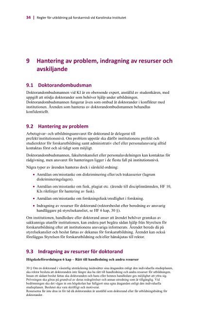 Regler fÃ¶r utbildning pÃ¥ forskarnivÃ¥ - Internwebben - Karolinska ...