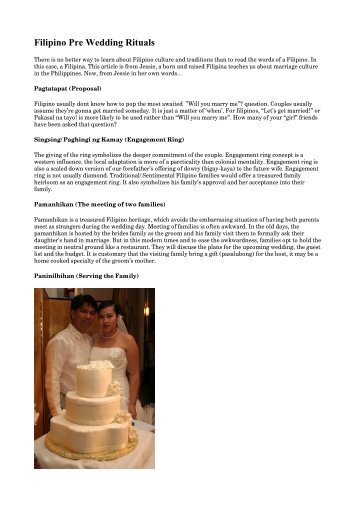 Filipino Pre Wedding Rituals - Philippine Culture
