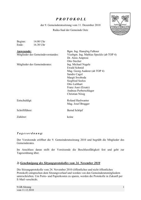 9. Gemeinderatsprotokoll (204 KB) - .PDF - Gemeinde Oetz