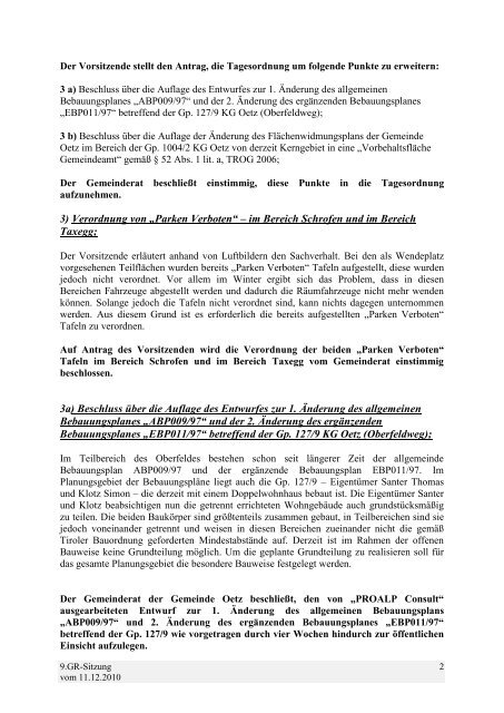 9. Gemeinderatsprotokoll (204 KB) - .PDF - Gemeinde Oetz