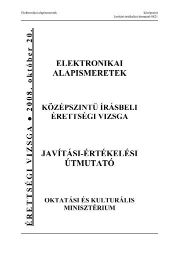 elektronikai alapismeretek javítási-értékelési útmutató