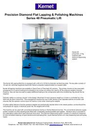 Kemet 48 diamond lapping machine pneumatic lift datasheet