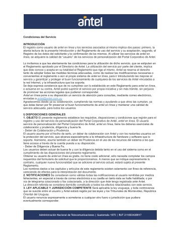 Condiciones del Servicio - Antel