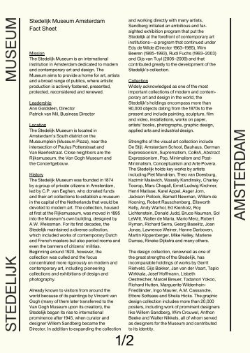 Stedelijk Museum Amsterdam Fact Sheet