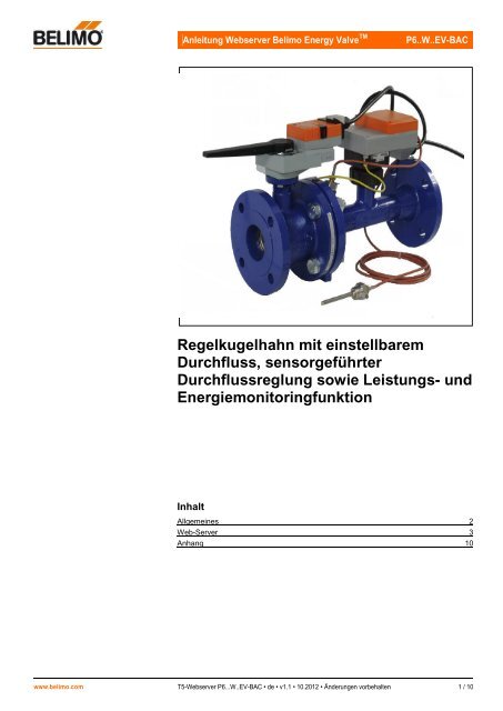 Regelkugelhahn mit einstellbarem Durchfluss ... - Belimo