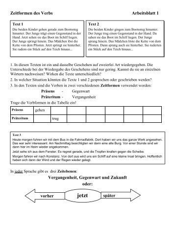 Zeitformen des Verbs Arbeitsblatt 3