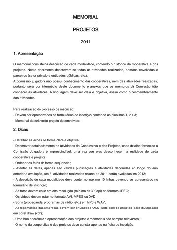 Memorial descritivo do projeto