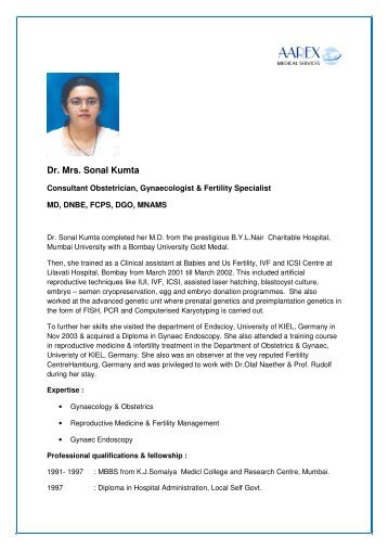 Dr. Mrs. Sonal Kumta - Surgery in India