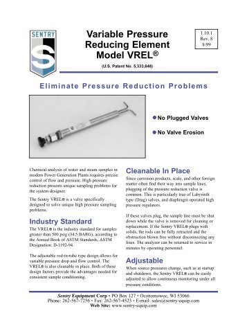 Variable Pressure Reducing Element Model VREL®