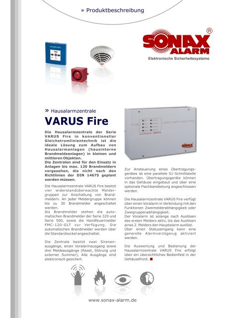 Varus Fire Datenblatt Sonax Alarm