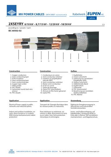 2XSEYRY 6/10 kV - kabelwerk eupen ag