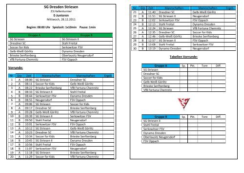 Spielplan E-Jugend 2011 - SG Dresden Striesen e.V.