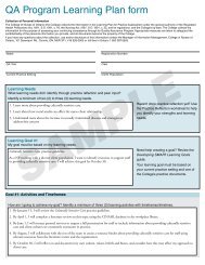 QA Program Learning Plan form - College of Nurses of Ontario