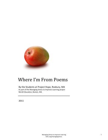 Where I'm from poems - Project Hope