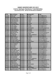 ANNEE UNIVERSITAIRE 2012-2013 Licence AppliquÃ©e Distribution ...