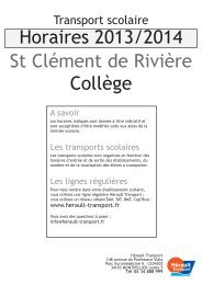 St ClÃ©ment de RiviÃ¨re CollÃ¨ge Horaires 2012/2013 - HÃ©rault Transport