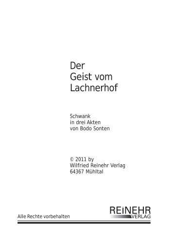 Der Geist vom Lachnerhof REINEHR - Reinehr-Verlag