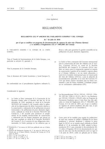 Reglamento (UE) no 640/2010 del Parlamento Europeo ... - EUR-Lex