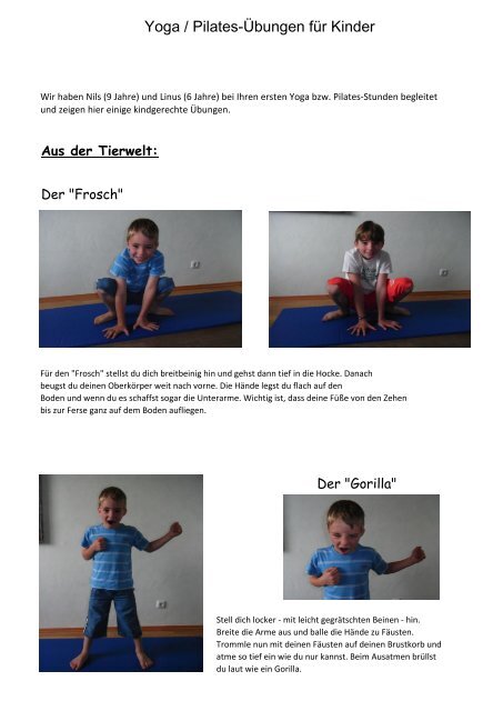 Yoga Pilates Ubungen Fur Kinder Spielen Lernen Bewegen