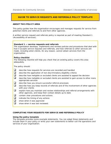 1.3 Service requests and referrals policy guideline - Community Door