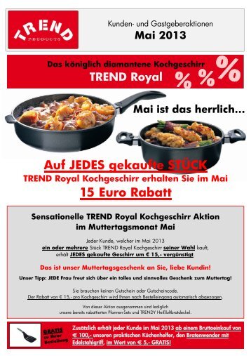 Auf JEDES gekaufte STÃCK 15 Euro Rabatt - TREND Products Shop