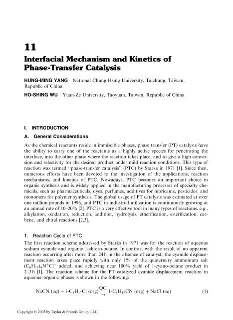 11. Interfacial Mechanism and Kinetics of Phase-Transfer Catalysis