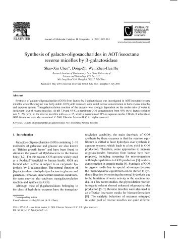 Synthesis of galacto-oligosaccharides in AOT/isooctane reverse ...