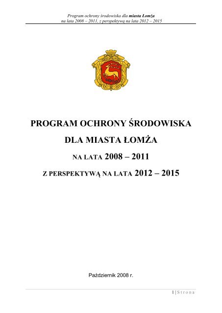 program ochrony środowiska dla miasta łomża na lata 2008 – 2011