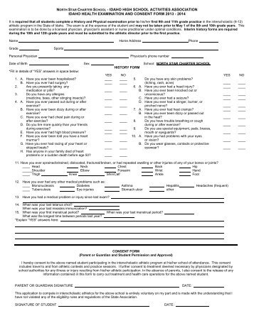 Physical Exam form - North Star Charter School