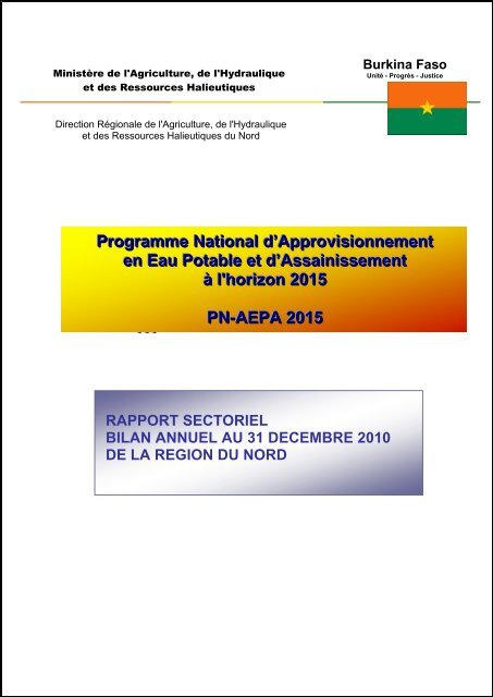 Rapport bilan annuel Nord - Portail du secteur de l'eau au Burkina ...