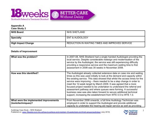 Audiology Case Study - NHS Shetland - 18 Weeks