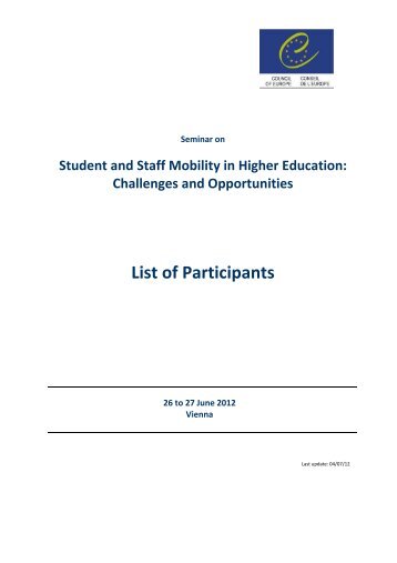 Student and Staff Mobility in Higher Education