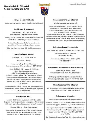 Monatliche Gemeindezeitung - Oktober 2012 I - Silbertal