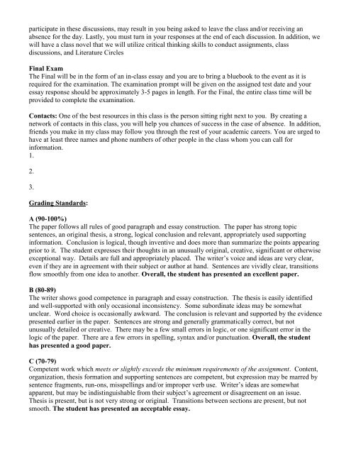 Syllabus& Grades - Cuyamaca College