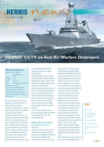 CCTV on Anti Air Warfare Destroyers - HERNIS Scan Systems