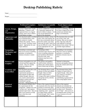 Desktop Publishing Rubric